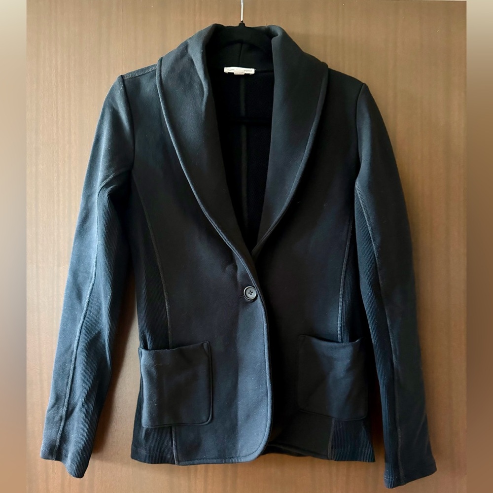 James Perse Black Single-Button Shawl Collar Blazer